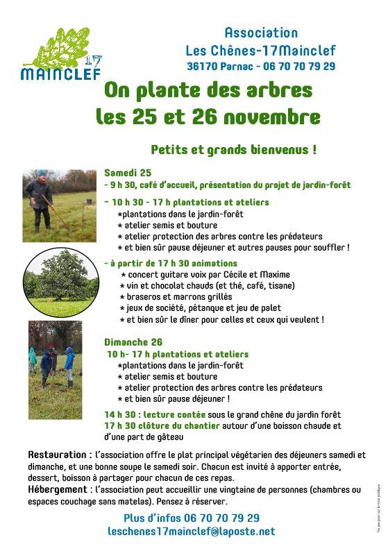 Plantons des arbres ensemble les 25 et 26 novembre